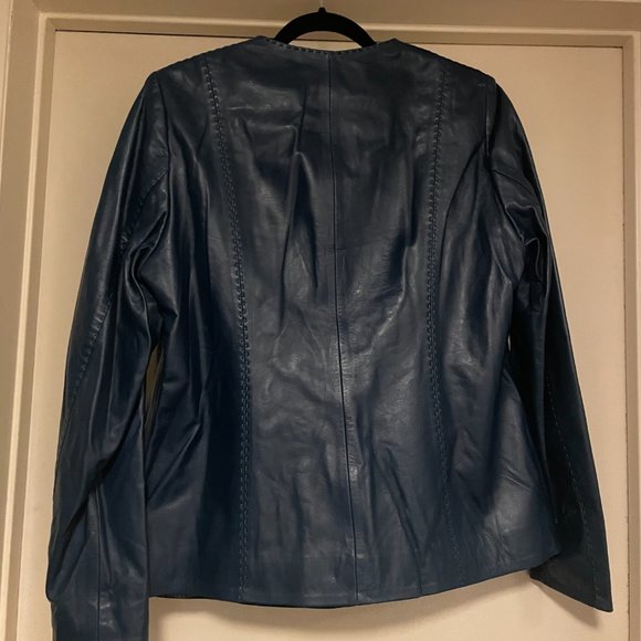 NWT Overland Sheepskin Co. Size Large Alessandra Leather Jacket in Petrol - Picture 3 of 6